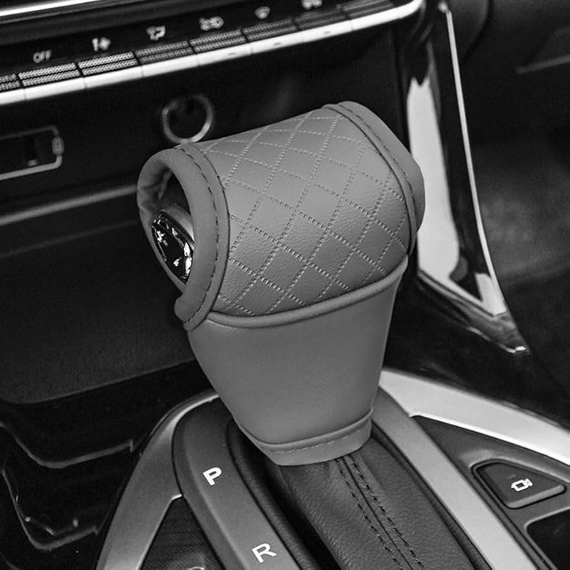 Grey PU Leather Car Gear Shift Cover Adds Elegance To Your Driving Experience - Image 3